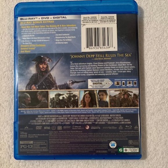 *HP* Pirates of the Caribbean "Dead Men Tell No Tales" BluRay ONLY - Picture 2 of 2
